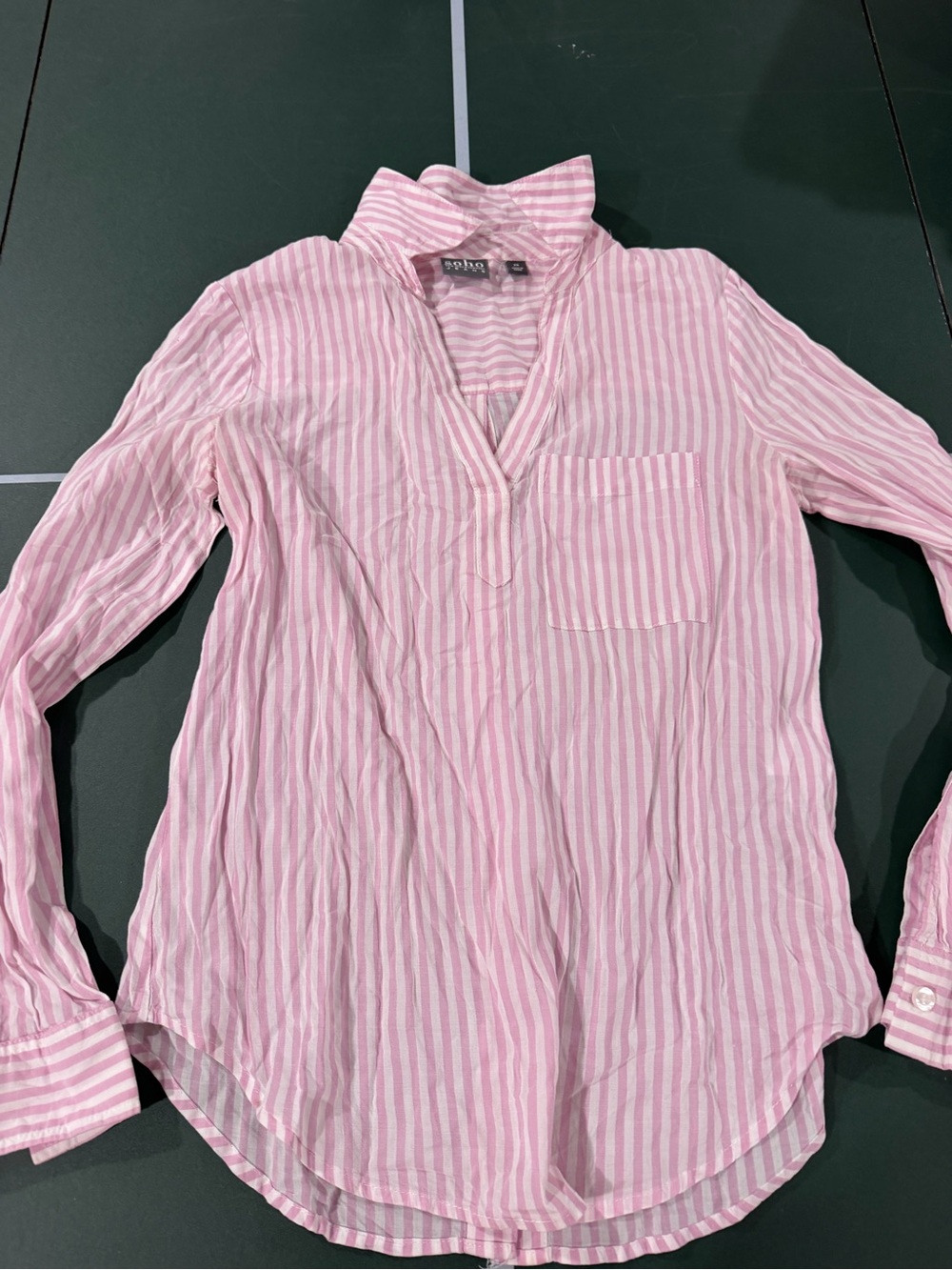 Soho Pink and White Striped Button-Down Tunic
